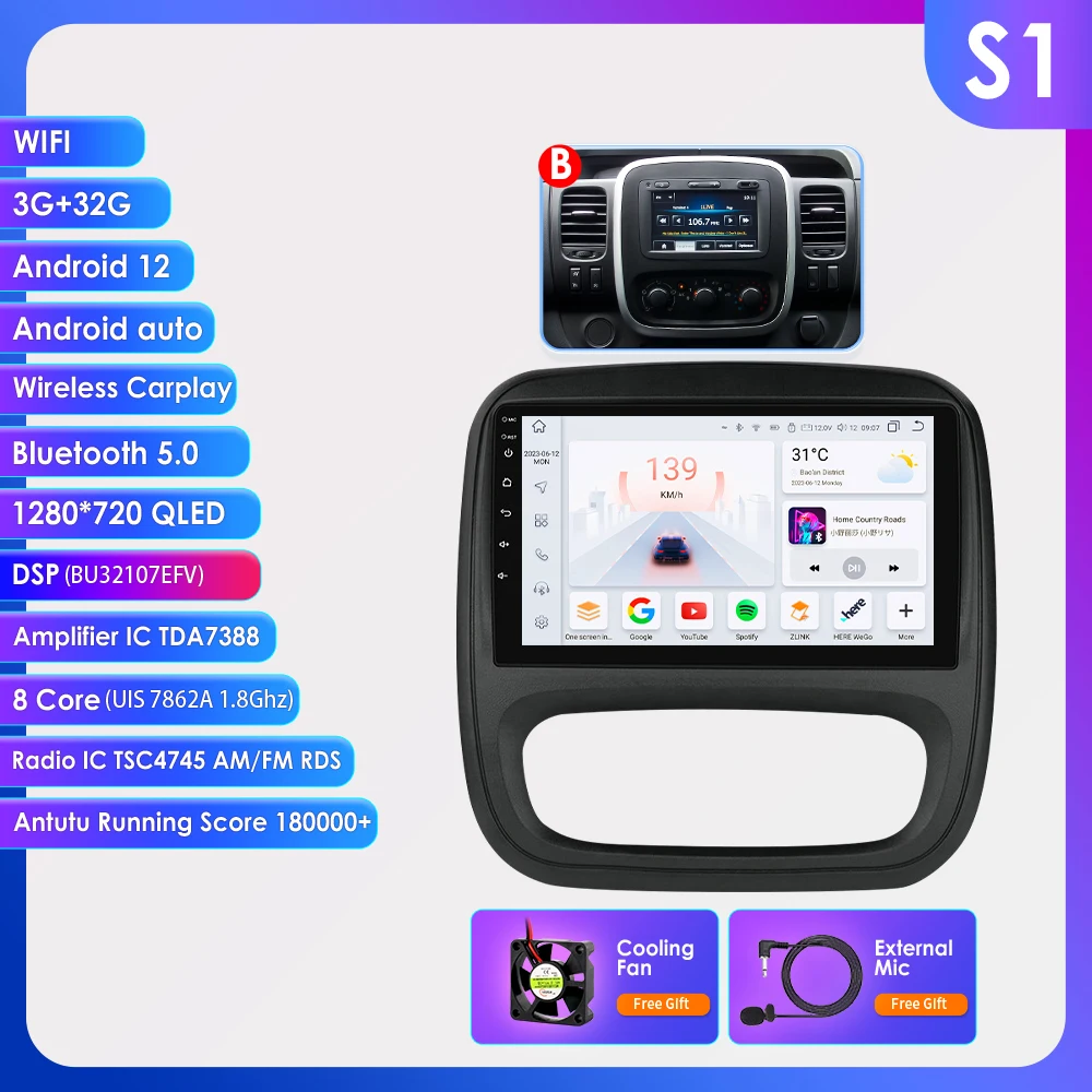 Carplay Android Auto Radio Voor Renault Trafic 3 2014-2021 Voor Opel Vivaro B 2014-2018 Auto Multimedia Gps Ai Voice 2din 7862
