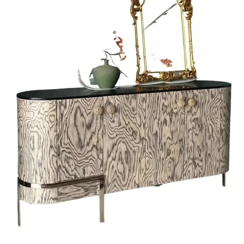A French retro solid wood dining side cabinet, antique , homestay model house, household entrance cabinet