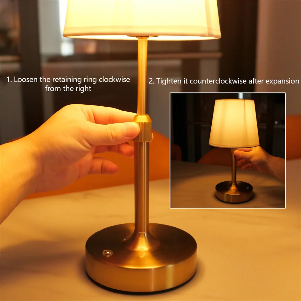 LED Metal Table Lamp USB Rechargeable Cordless Retro Desk Lamp Warm Light Night ligh for Dining Room Bedroom Beside Bar Decor
