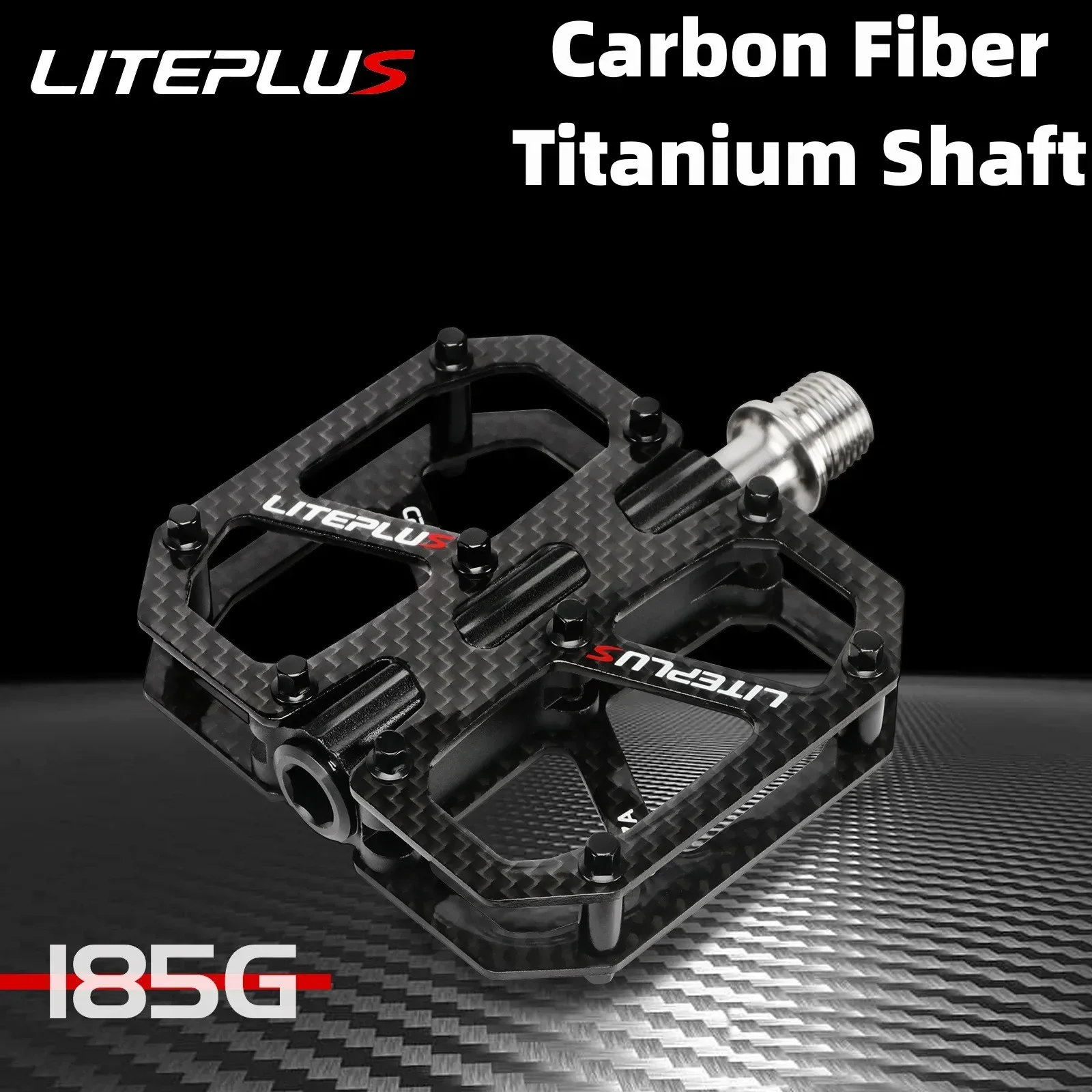 

Liteplus Ultralight Mountain Bicycle Carbon Fiber Pedal 185g Titanium Shaft 3 Bearings Road Bike Pedal Anti Slip Racing Pedal