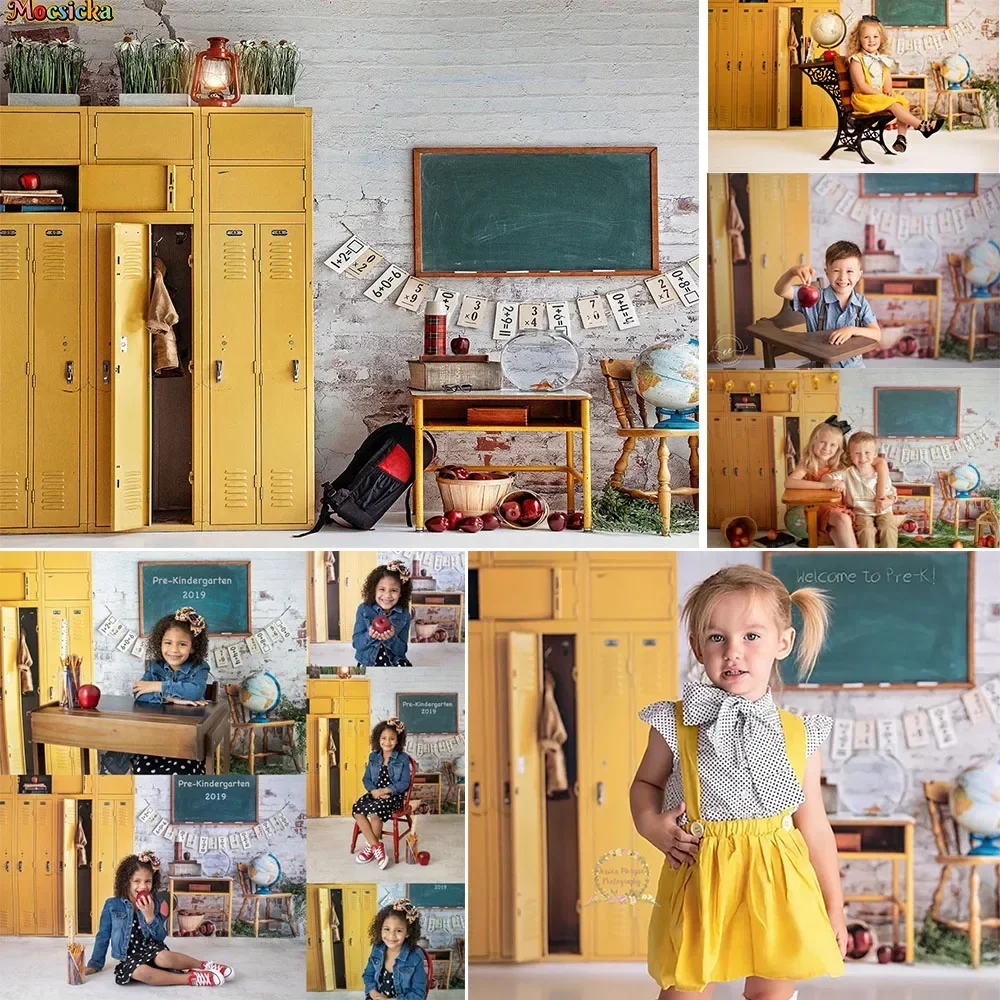 

Back to School Kids Backdrop Newborn 1st Birthday Cake Smash Classroom Study Desk Photography Background Blackboard Photo Studio