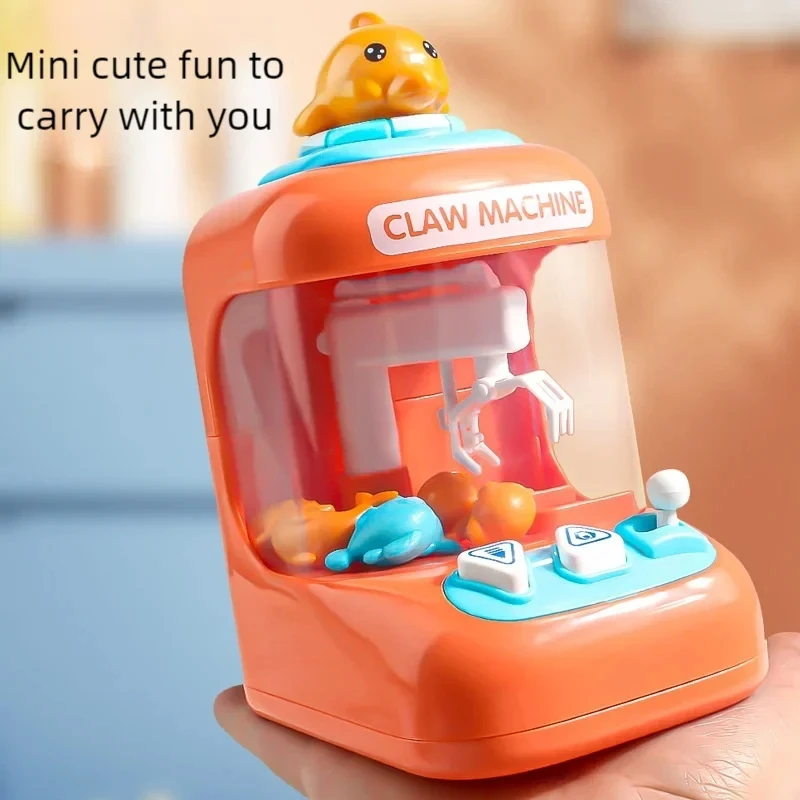 Mini Dolphin Doll Machine DIY Reward Children Electric Claw Doll Machine Toys Cartoon Portable Playing House Toys for Kids