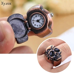 Cool Men's Retro Punk Elastic Skull Finger Ring Clamshell Quartz Watch Gift