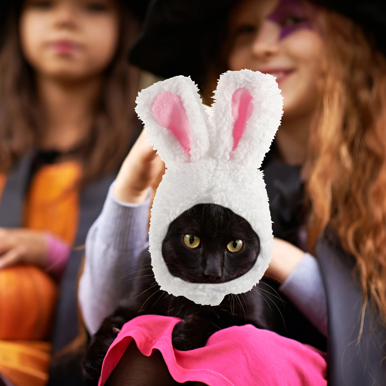 

Cute Cat Hat with Bunny Ears Pet Costume Cap for Dogs and Kittens Decorative Headwear for Parties Parades Daily Wear Fun Look
