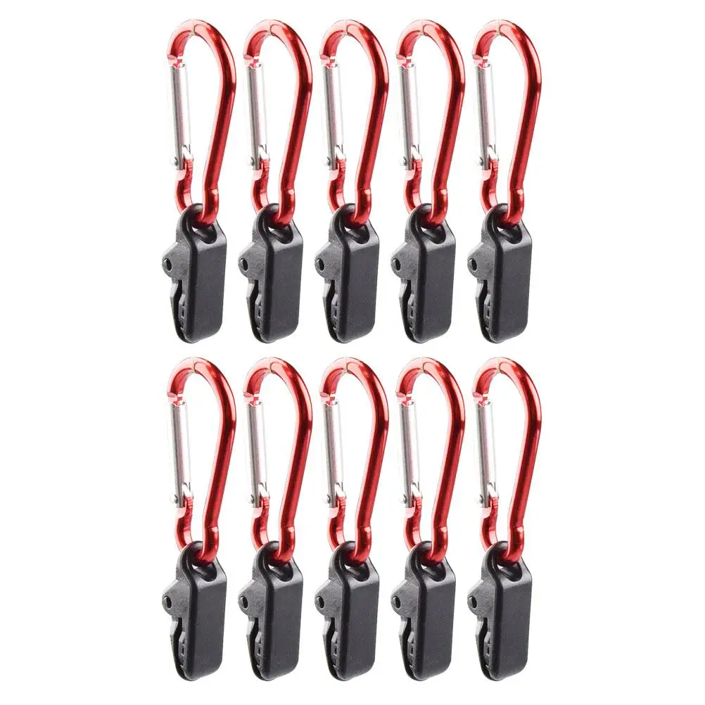 

10pcs Tent Clips Set Camping Clips with Carabiner for Tarpaulin Awnings Outdoor BBQ Straps Lightweight Durable
