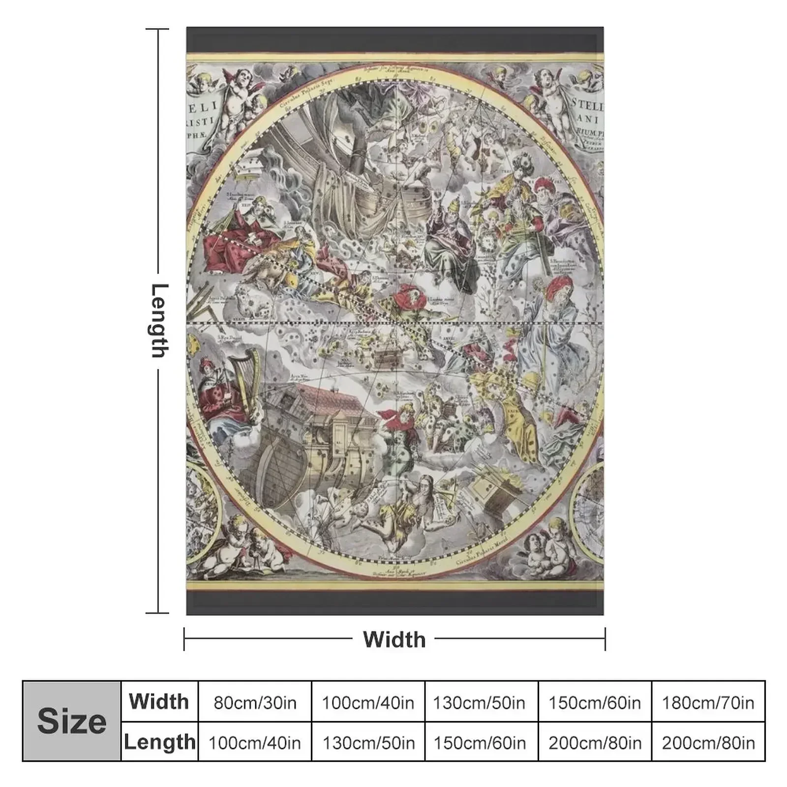 Andreas Cellarius Vintage Constellation Map Throw Blanket couch cozy soft plush fuzzy picnic outdoor blanket