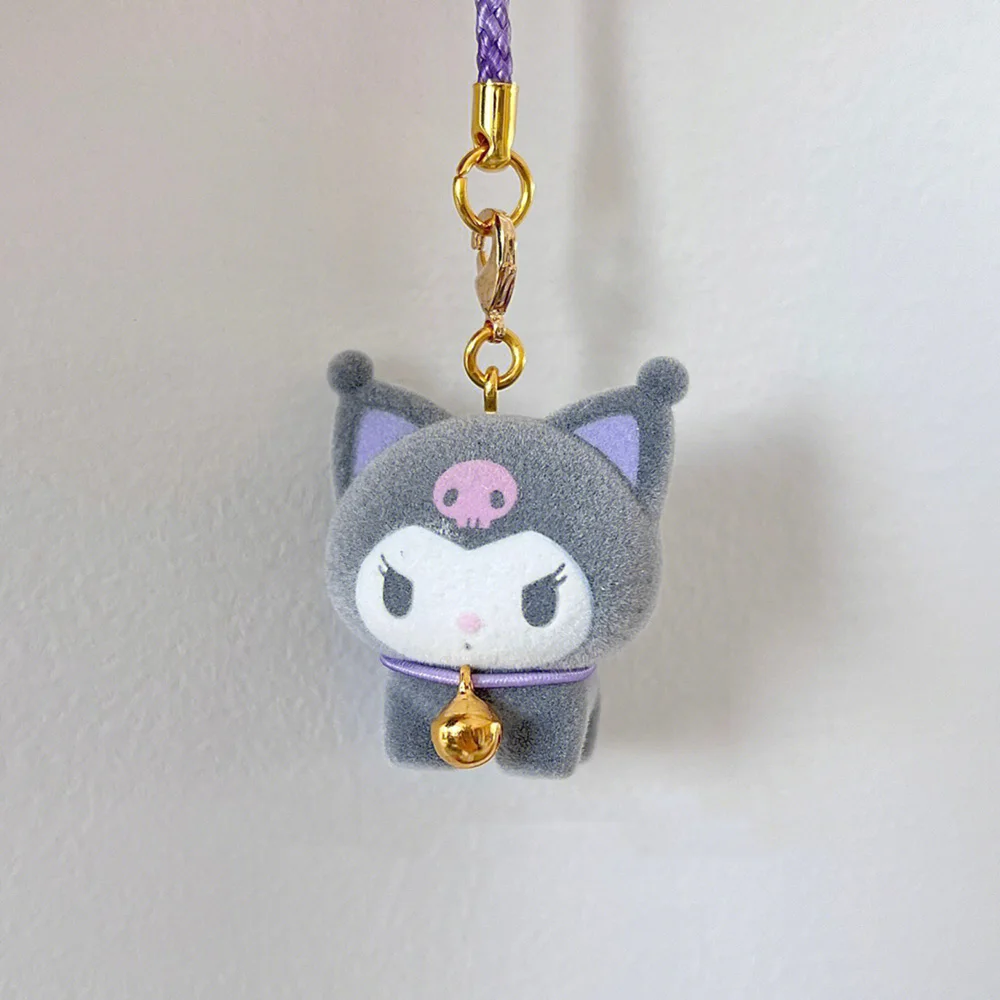 Sanrio Kuromi portachiavi con ciondolo floccato Kawaii Anime portachiavi Cartoon Toy ciondolo decorazione zainetto ornamenti regalo per gli amici