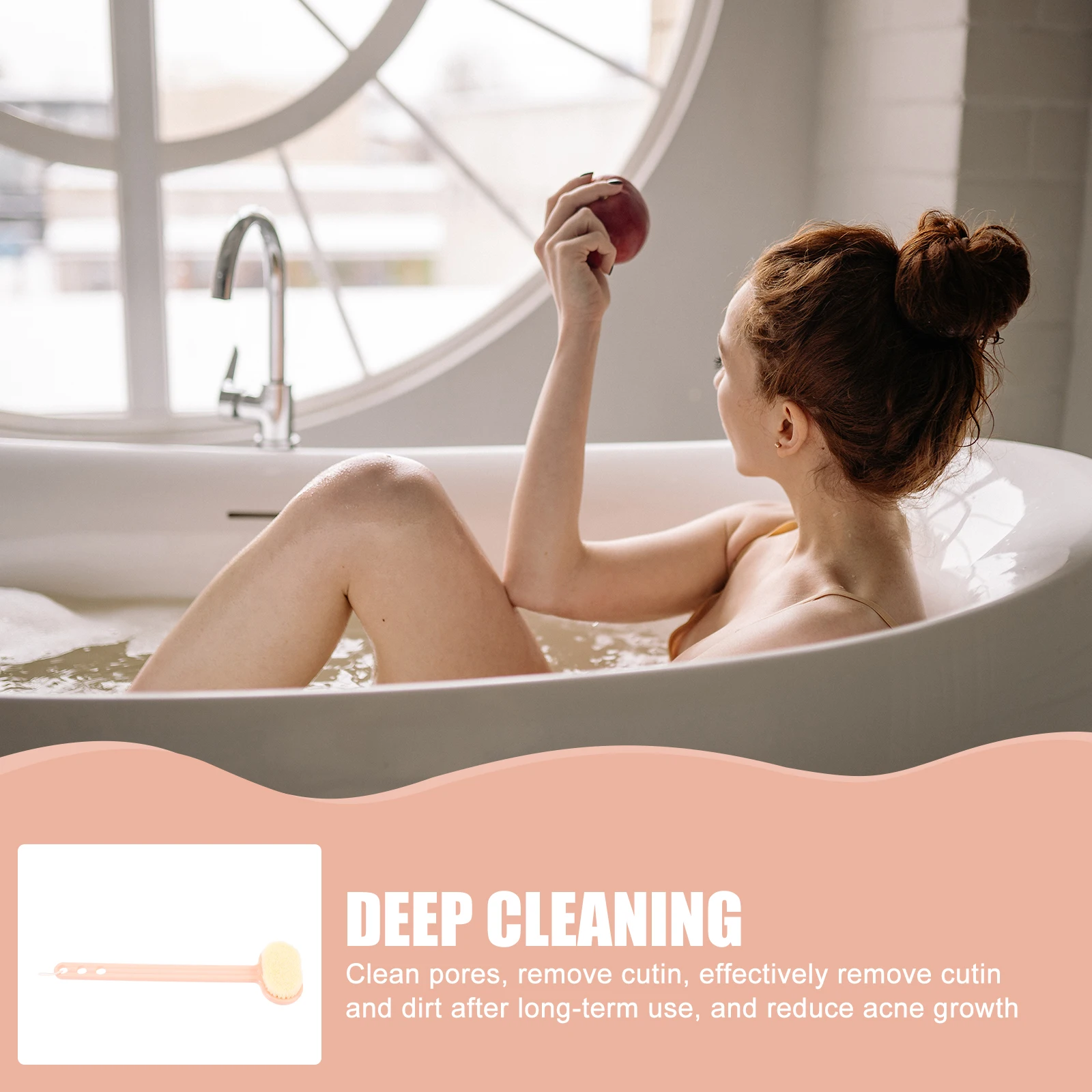 

Long Handle Back Scrubber Shower PP Cleaning Bristles Bath Portable Household Storage Hole Massage Function