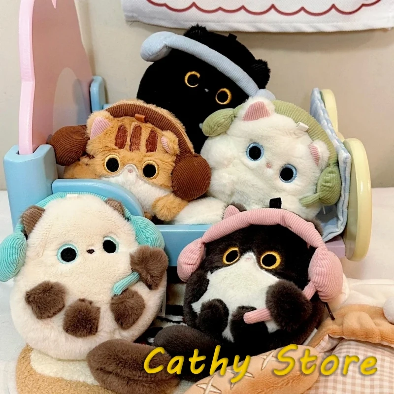 10cm peluche poupée chaton mignon casque stockage étui de protection exquis pièces de monnaie sac à main décoration recueillir petite amie cadeaux d'anniversaire
