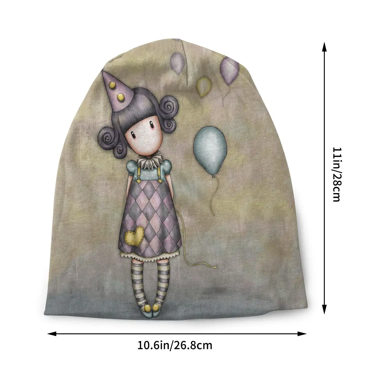 Balloons Santoro Gorjuss Manga Cute Girl Washed Thin Bonnet Windproof Casual Beanies Protection Men Women Hats