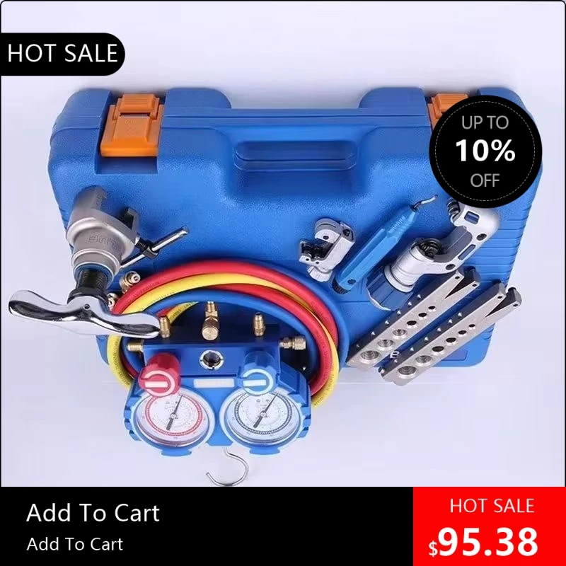 

08170 Werkzeugkasten mit VTB-5B-Kombination, Verteilermessgerät-Set, Bördel-Fasenfräser, Kühlung, integrierte Börd