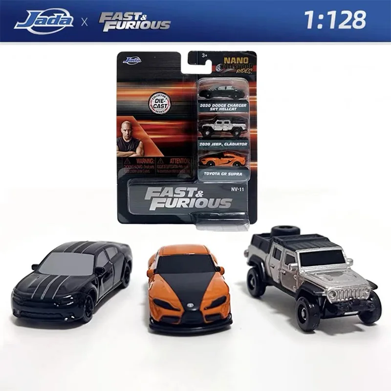 

Jada Toys Fast and Furious Nano Hollywood Rides, 3 упаковки, масштаб 1:128, литая под давлением модель автомобиля, коллекционная игрушка