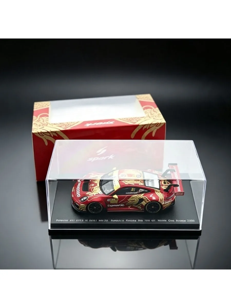 Spark 1:64 Porsche 911 Macau Tsingtao Beer Red Gold Dragon, model samochodu ze stopu metalu z powłoką ochronną — 2
