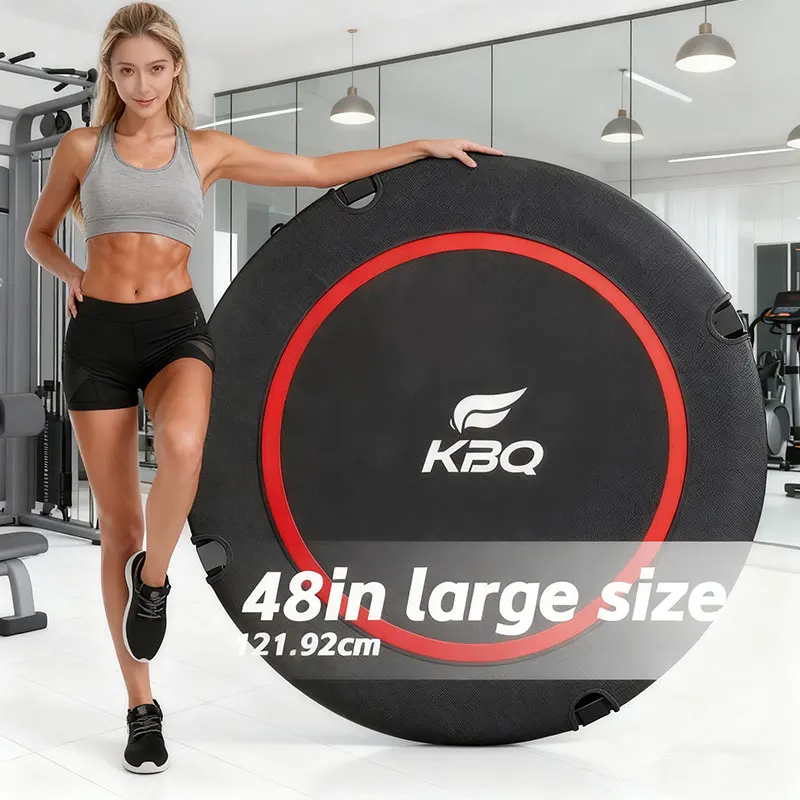ترامبولين كبير للتدريب على اللياقة البدنية في الأماكن المغلقة/الخارجية مقاس 48 بوصة، مقبض قابل للتعديل، ترامبولين للياقة البدنية قابل للطي، سعة تحميل 661 رطلًا #3