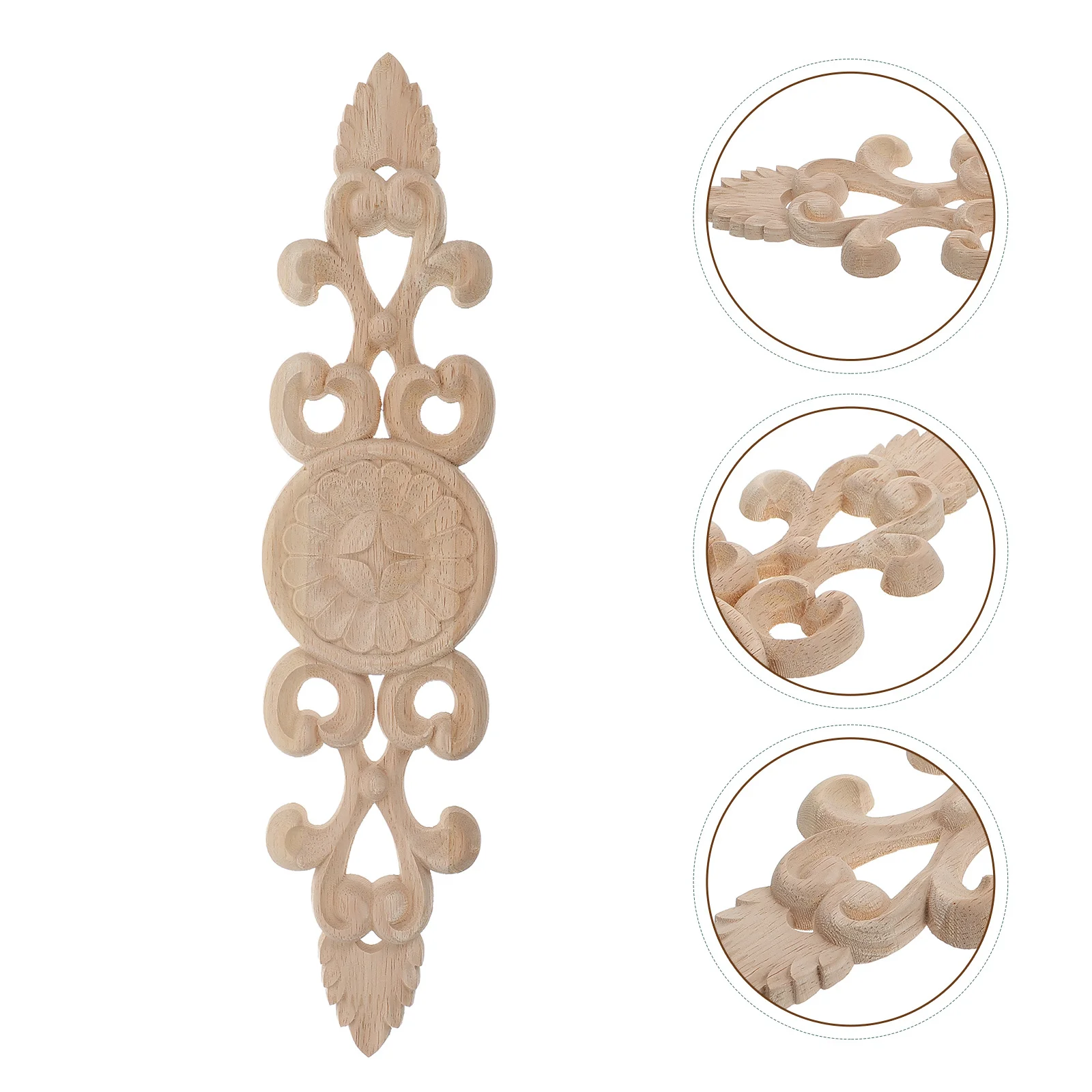 

1Pcs Wood Carved Applique Vertical Furniture Decor Durable Solid Wood Cabinet Wardrobe Onlay Decorative Decal for Home Ornament