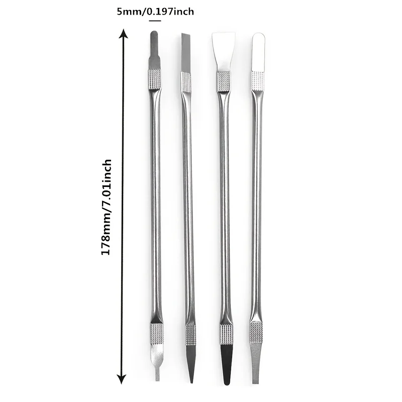4Pcs Stainless Steel Pry Bar Set Double End Opening Spudger for Mobile Phone CPU Chip Glue Removing Motherboard Repair Tool