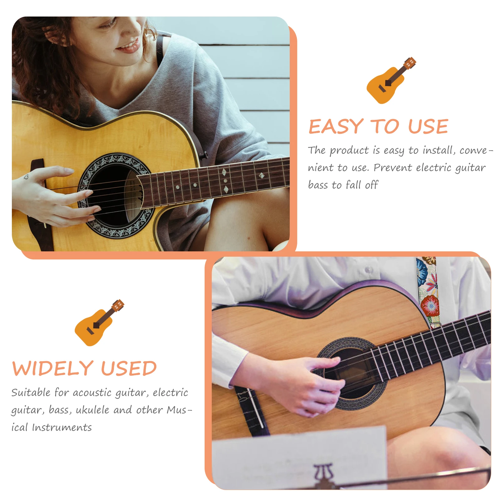 

10 Pcs Guitar Strap Buckle Locking Iron Pegs Anti Falling Bass Button for Electric Guitar Secure Snap Design Component