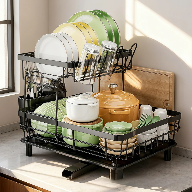 

Firm Kitchen Shelf Dishes and Dishes Storage Rack Drain Rack Household Multifunctional Dish Rack Dish and Chopsticks Storage Box