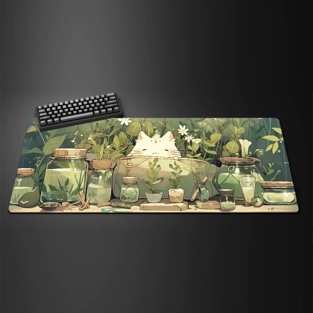 Cute cat Mausepad yellow Desk Mat Gaming Mat Pad on The Table Office Gamer Accessories Keyboard Mats XL Mouse Pad Mouse Carpet