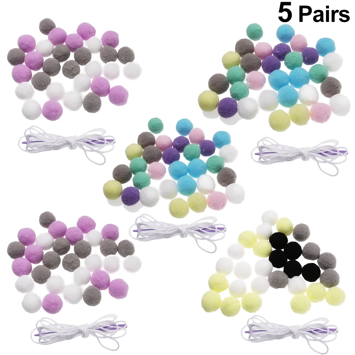 

5 Packs Hair Ball String Ornaments Decorations Felt Birthday Pom Garland Wool Bunting The Banner