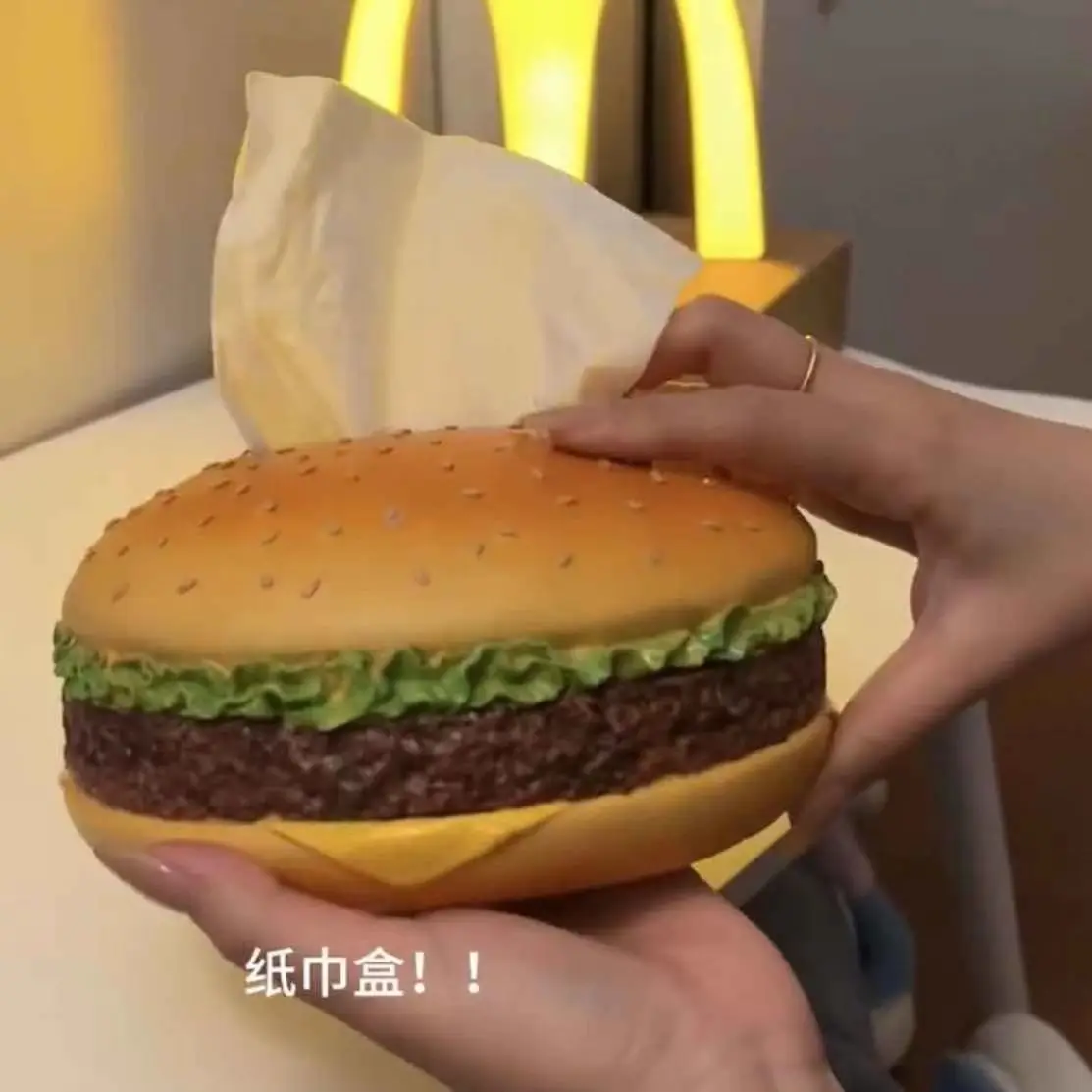 Taschentuchbox im Hamburger-Design, kreativer Kraftpapierhalter für Wohnzimmer, Dekor, lustiges Wohnaccessoire, Retro-Stil, Neuheitsgeschenk – Detail 2