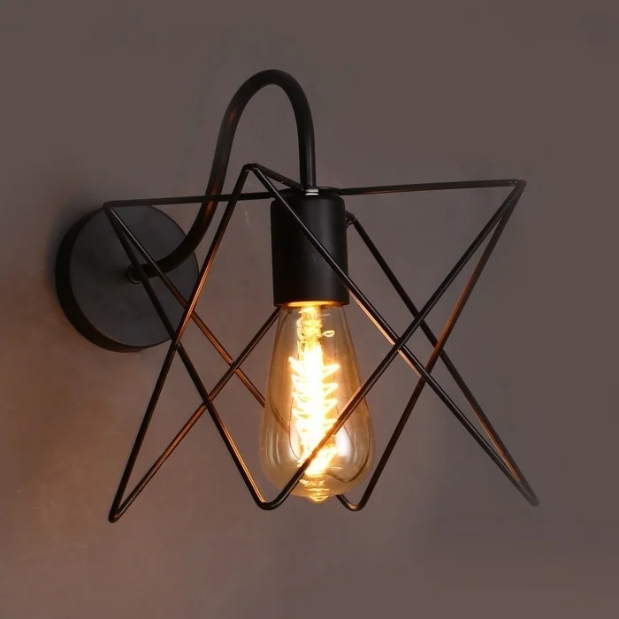 

Vintage Iron Cage Wall Lamp Retro Loft Hallway Stairs Lamp Light Bathroom Wall Sconces Applique Luminaire