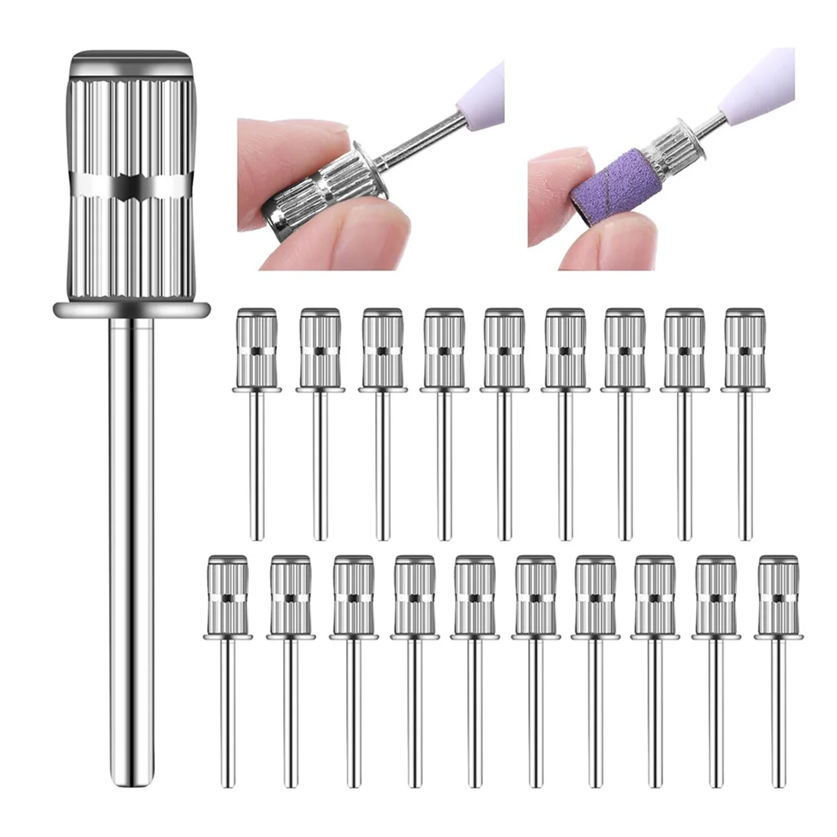 A95G Mandrel Nail Drill Bit, 20 Pcs Sanding Bits for Nail Drill 3/32 Inch Sanding Band Shaft Replacement Nail Drill Bit