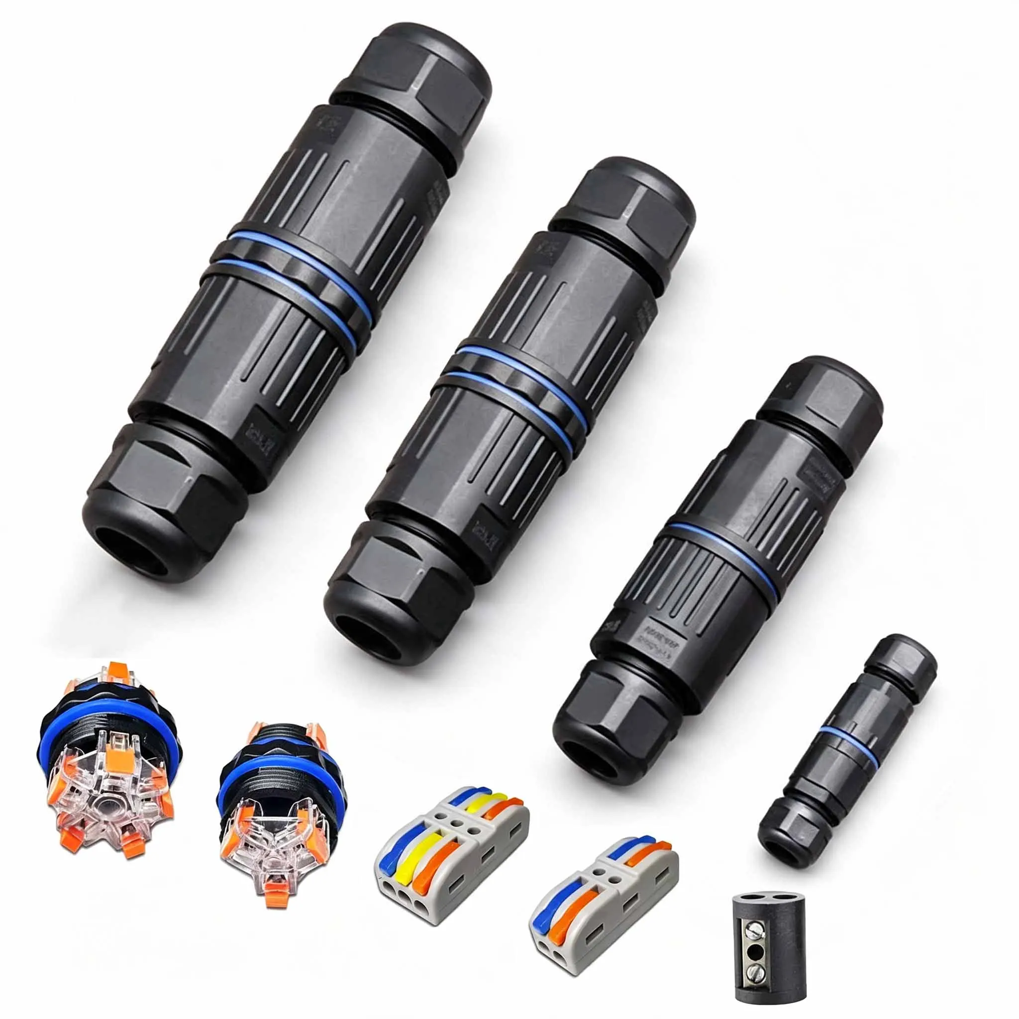 IP68 Waterproof Cable Connector KVSF‑15 Quick Connection 2 In 2 Out 2/3/4/5 Pin Electrical Terminal Adapter Outdoor Cable Joint