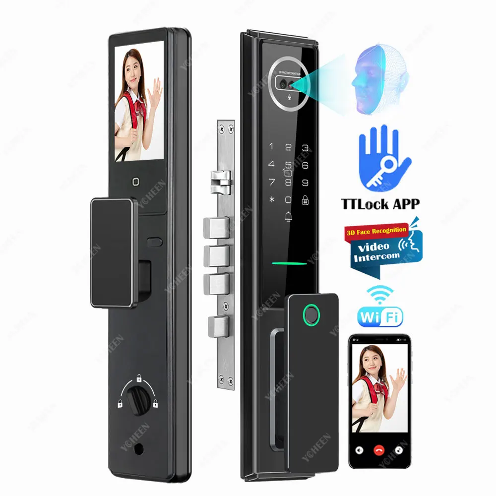 

Biometric Palm Vein Face Fingerprint Recognition Smart Lock TTlock Wifi App Code Digital Door Lock Key Card Video Intercom Lcok