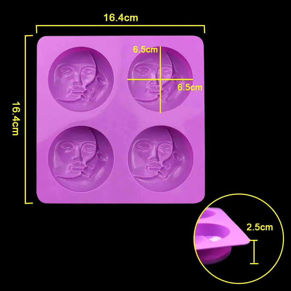 Dla zabawy 3D Moon Sun Double Face silikonowe foremki do mydło wyrabiane ręcznie gipsu foremka na świece foremki do ciasta rzemiosło żywiczne