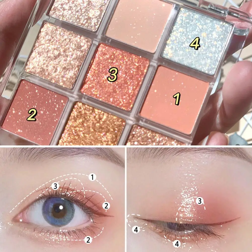 9 Colors Eyeshadow Palette Matte Shimmer Glitter Eye Makeup DIY Punk Smokey Black Grey Eye Shadow Smoky Rose Pink Eyeshadow