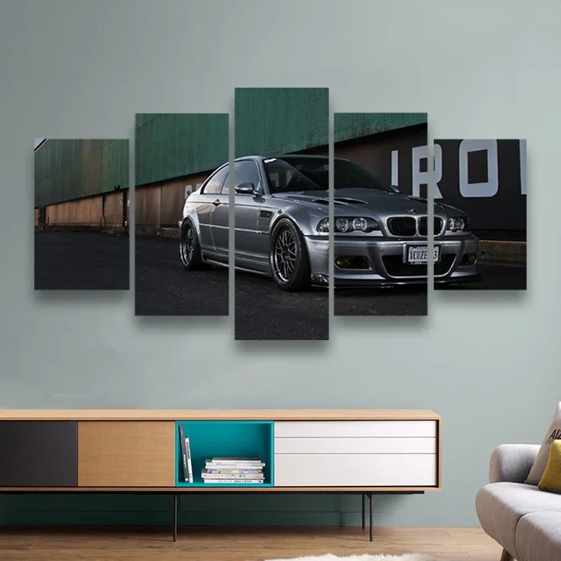 M3 E30 Sports Super Car Mural 5Pcs Decorative Wall Art Canvas Poster Paintings for Living Room Home Decor Picture Decoration