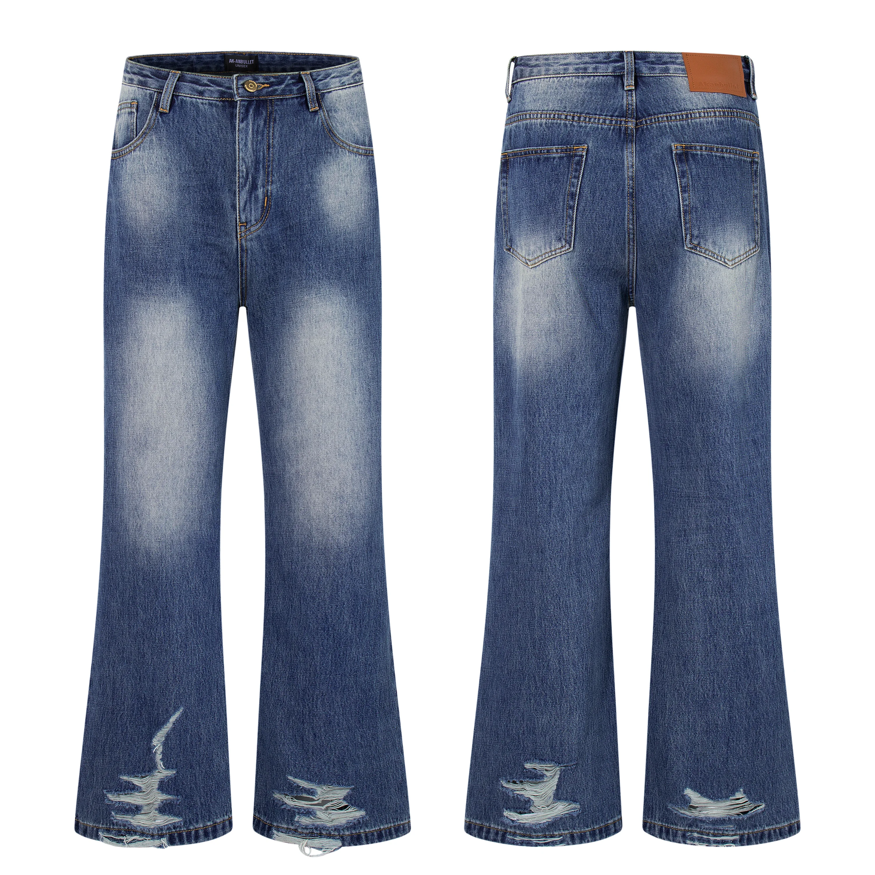 

AL80060 BLCG High Waist Super Quality Loose Fitting Denim Pants Heavy Thick Unisex Fashion Art Stylish Hand Painting Jeans