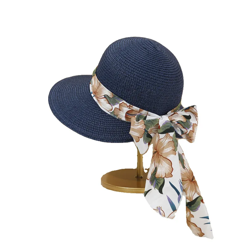 Fashion Fisherman Scarf Straw Hat Female Korean Style Big Brim Bow Sun Protection Hat Summer Versatile Uv Protection Sun Hat