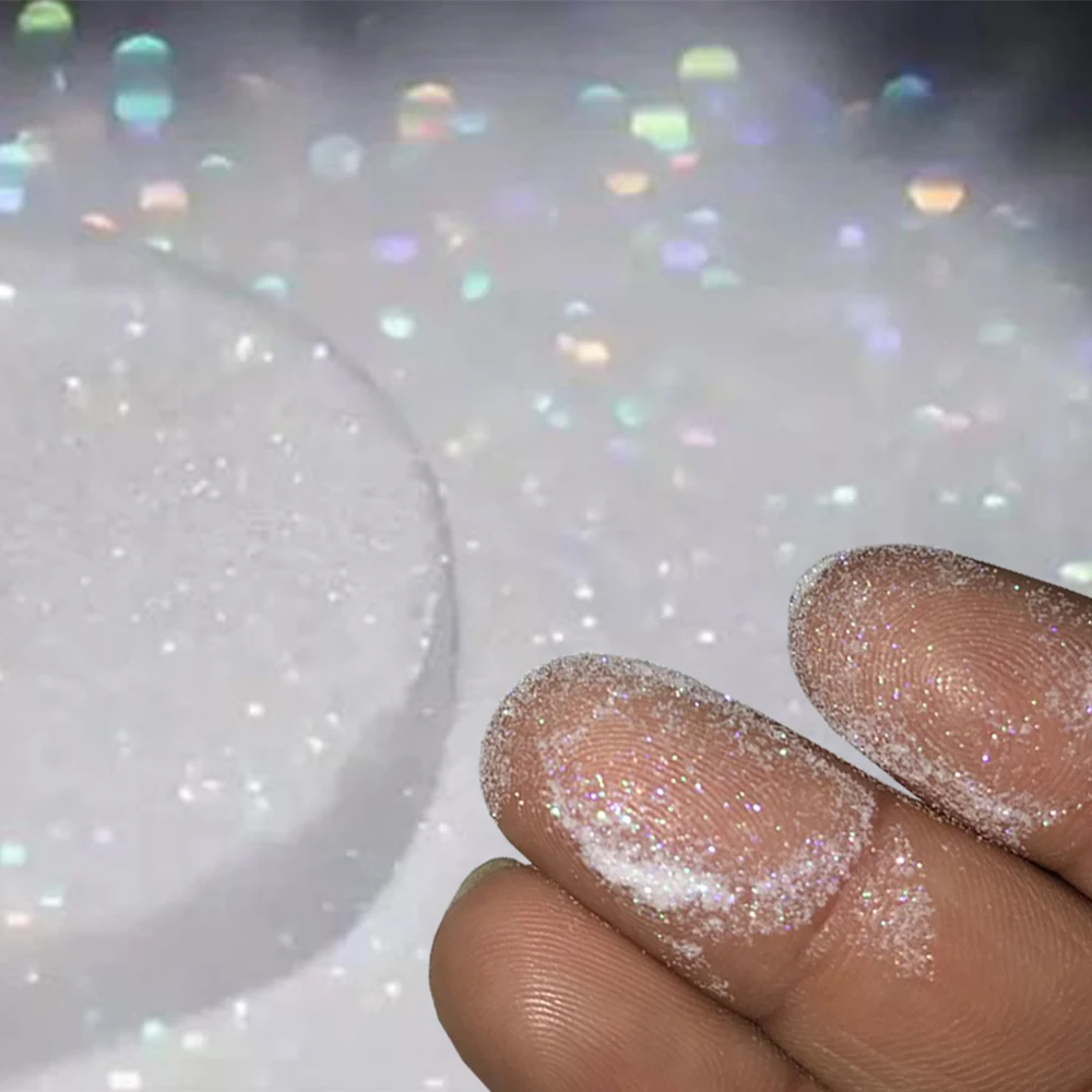 0.1mm Ultra Fine Flurries Opal Whites Glitter,Iridescent white glitter ,Premium White Colorful Dust for Glitters French Nails*H2