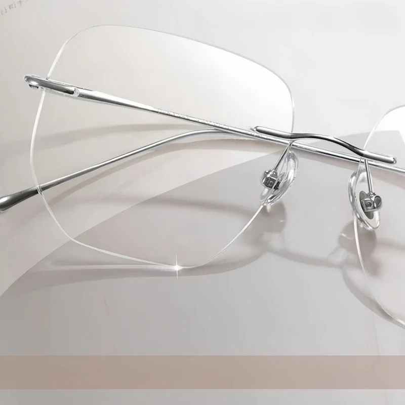 OLLYMURS موضة مزاجه التيتانيوم النقي بدون شفة نظارات النساء ريترو الاتجاه البصرية وصفة النظارات الإطار الرجال 8925-F