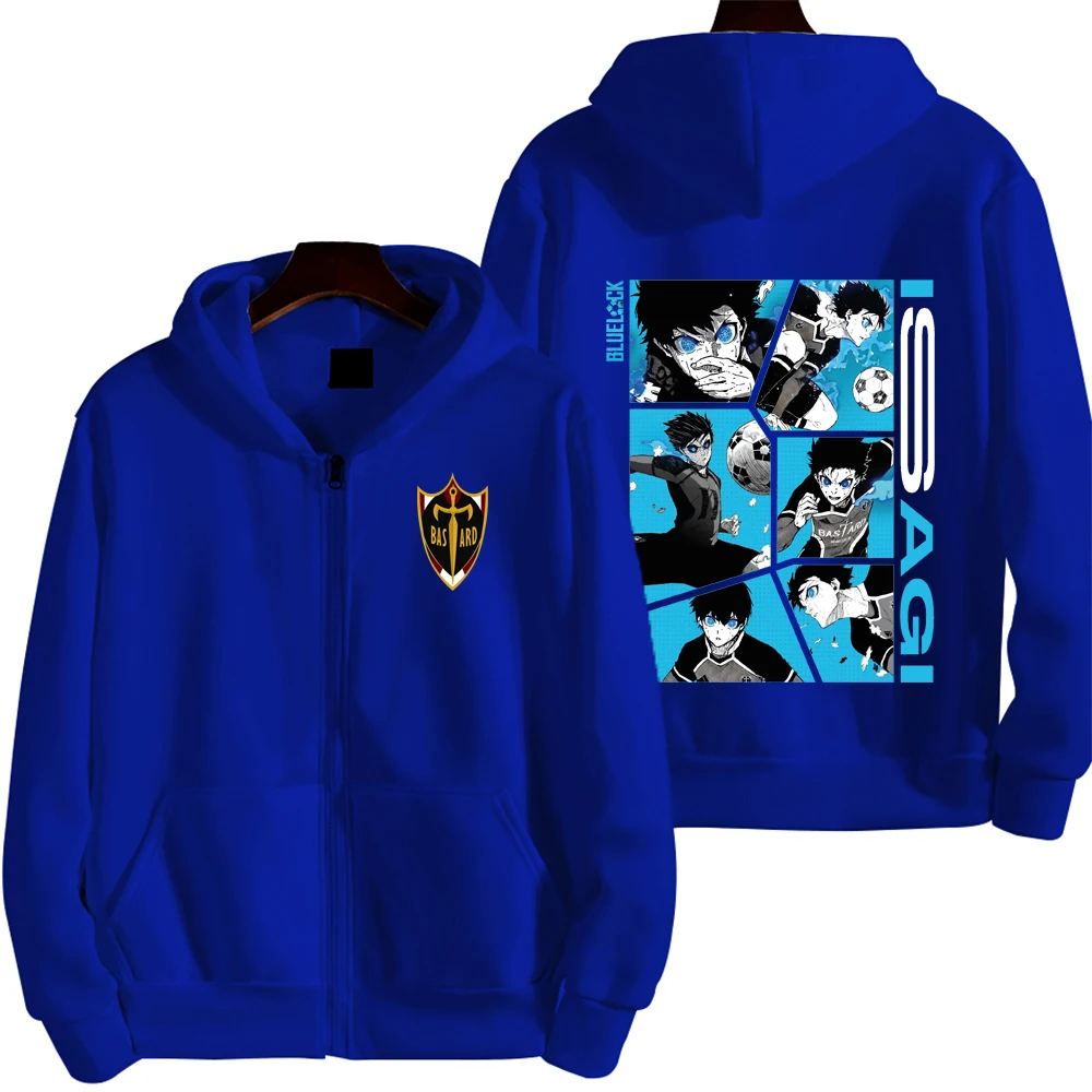 Blue Lock Isagi Yoichi Men Zipper Hoodie Spring Autumn Fashion Women Sweatshirt 2024 New Cartoon Anime Couple Jackets Coat