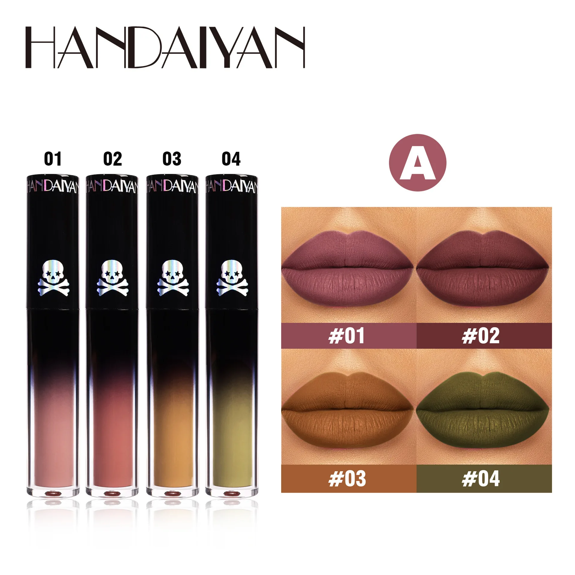 4pcs Matte Lipstick Set Waterproof Sexy Green Purple Black Lip Gloss Shiny Lip Tint Halloween Lip Makeup Tool Korean Cosmetics