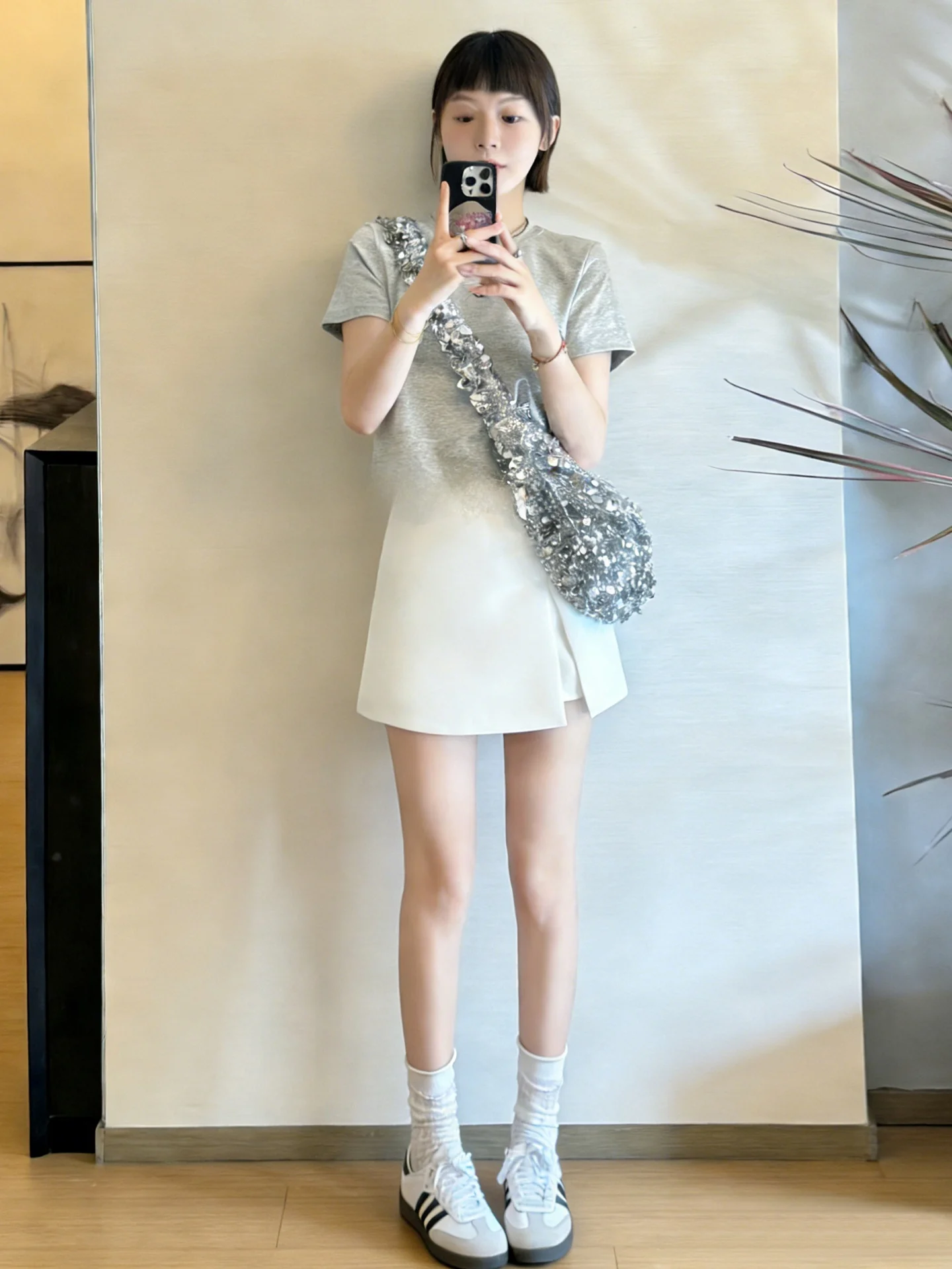 

High Waist Casual Skirt Women's Summer New Anti-Light A-Line f-length Skirt Patchwork Split Drapey Suit ort Skirt