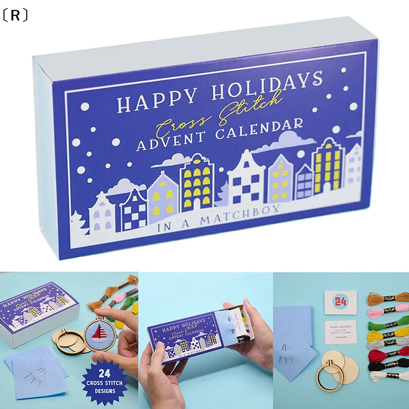 〔R〕Christmas Cross Stitch Advent Calendar, Christmas Countdown Embroidery Kit, Christmas Advent Calendar Cross Stitch Patterns