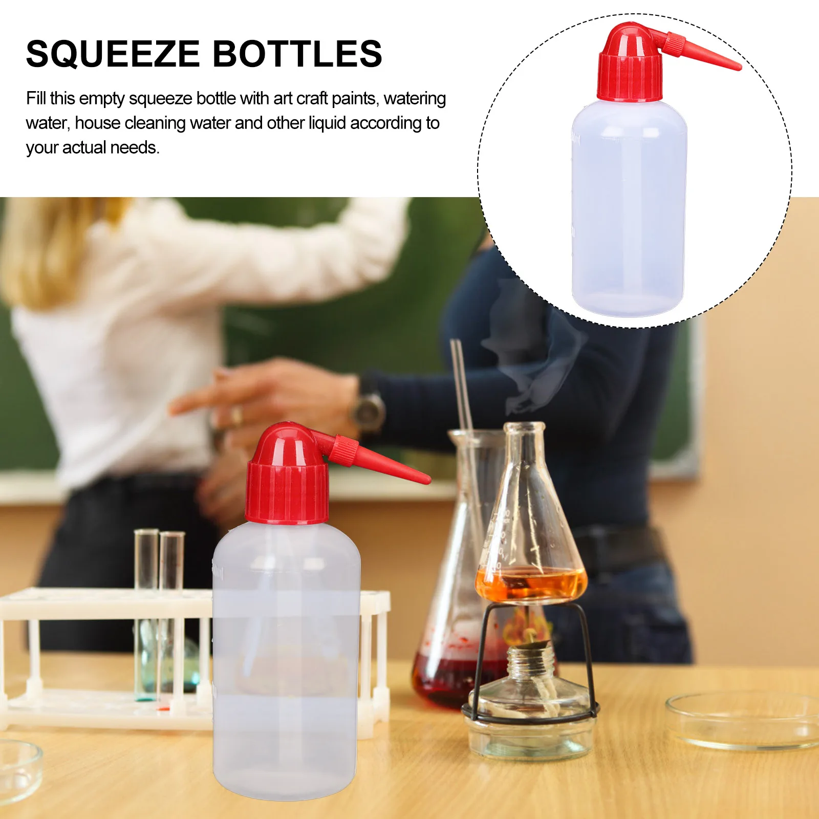 

2pcs Plastic Squeeze Wash Bottle for Cleaning Watering Indoor Plants Squeeze Bottles Lightweight Laboratory Bottle