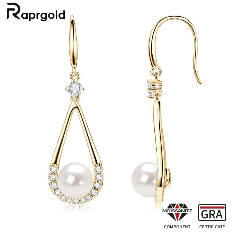 

RAPRGOLD 925 Sterling Silver Natural Freshwater Pearl Stud Earring for Women Exquisite Waterdrop Piercing Earrings Jewelry Gifts