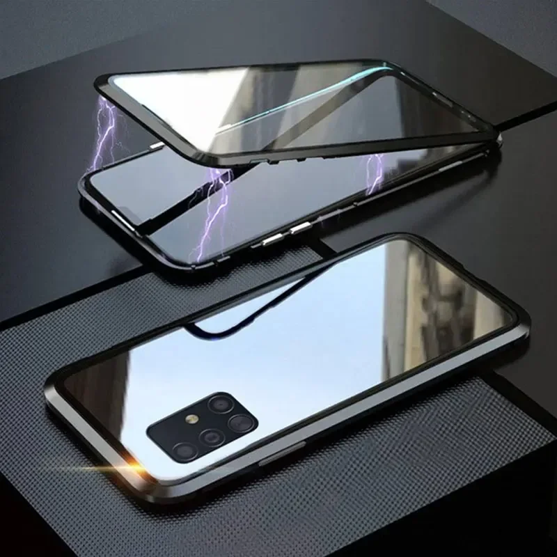 Double-sided Magnetic 360 Protect Case For Samsung A72 A53 A33 A54 A31 A51 A71 A50 A70 S20 S9 Plus Tempered Glass Metal Cover