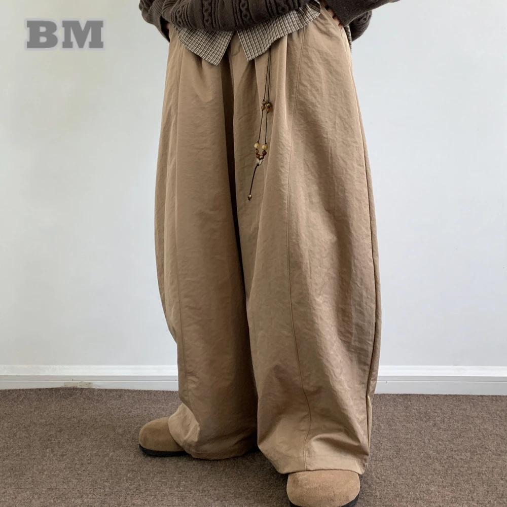 

Japanese Style Oversized Solid Color Casual Pants Men Women Wide Leg Hip Hop Vintage Minimalist Urban High Quality Trousers