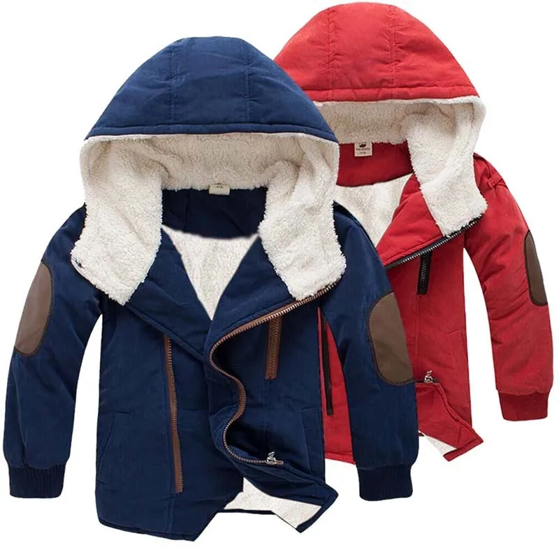 

Boys' Cotton Children's Middle Big Kids' Lamb Thickening Cashmere Hooded Medium Long Cotton Paddedhooded Casacos Inverno Menino