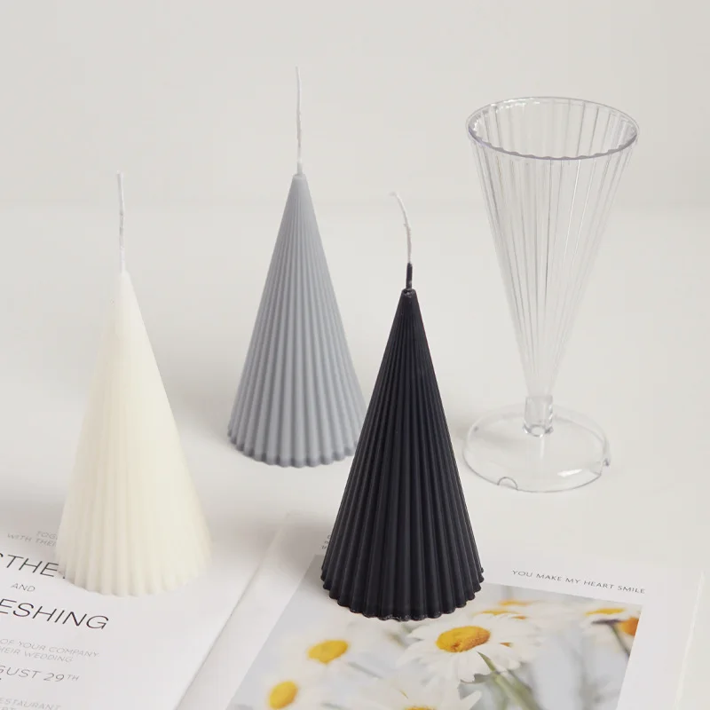 Rack Conical Candle Acrylic Mold DIY Triangle Soap Resin Plaster Mould Chocolate Ice Cube Making Set Home Party Cake Decor Gifts