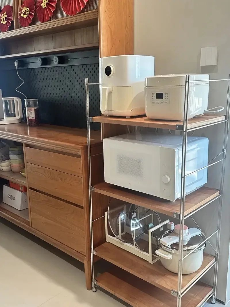 Home Living Room Kitchen Appliance Storage Shelf 18mm Thick Particleboard Multi-functional Warehouse Basement Storage Rack