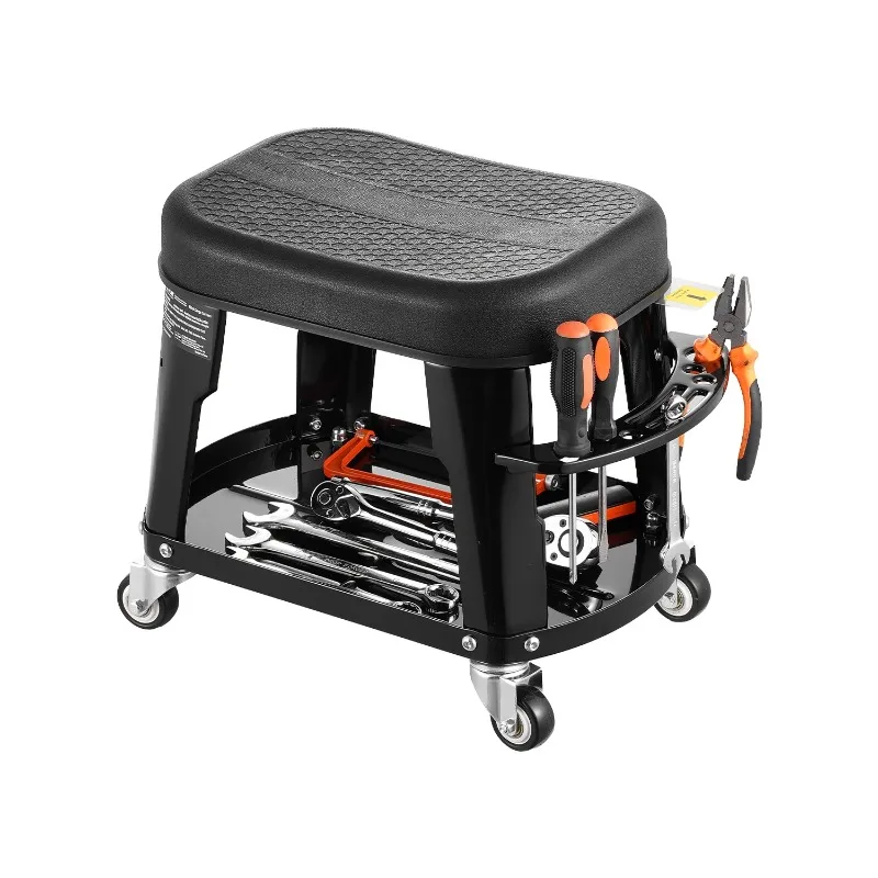 

Mechanic Stool 300lbs Garage Seat with Wheels 360° Swivel Rolling Workshop Stool with Tool Tray for Garage, Shop Repair