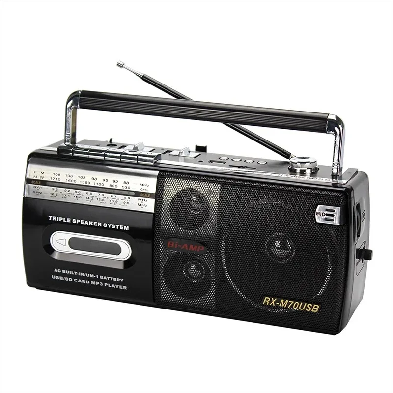 RX-M70USB Portable Vintage Retro USB AM/FM/SW Multiband Radio Stereo Wireless Bluetooth Boombox Mp3 Audio Cassette Tape Player R