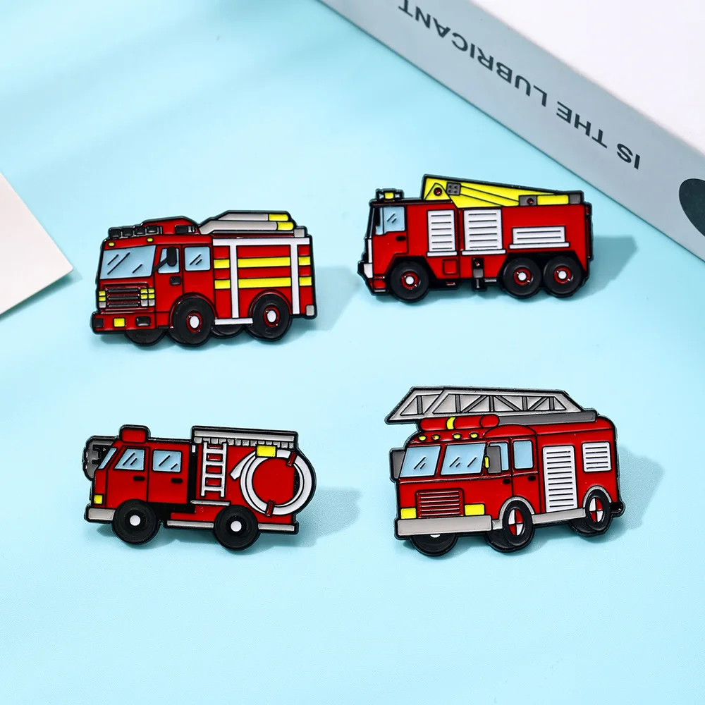 Cartoon Fire Truck Brooch,Creative 
